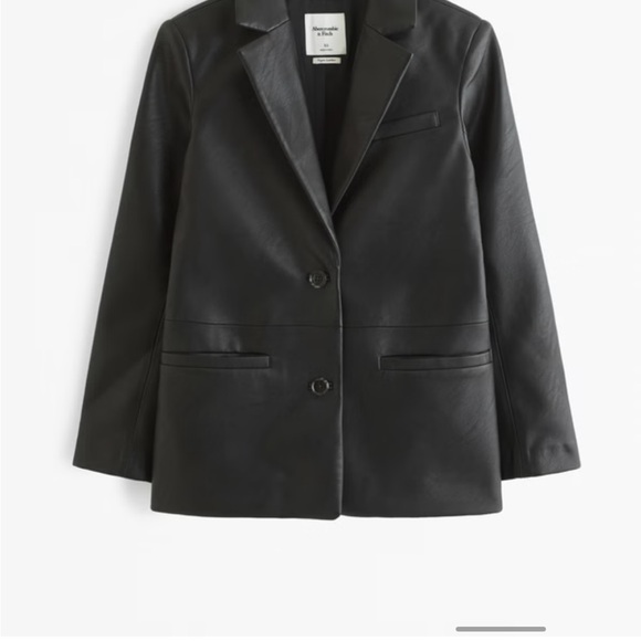 Abercrombie & Fitch Women's Black Vegan Leather Blazer - Picture 4 of 6